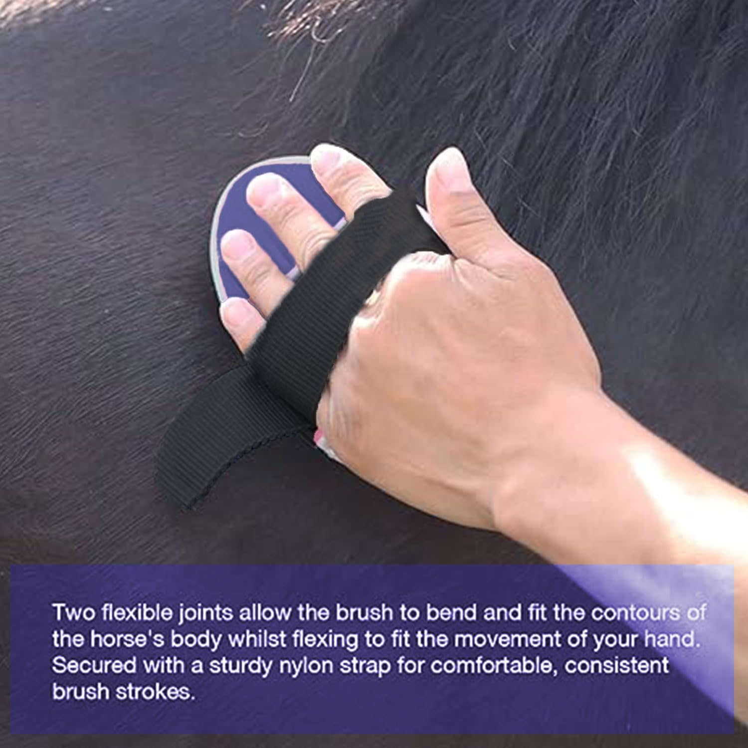 Horse Brush Grooming Tool for Horses Bendable Horse Care Tool Horse Cleaning Soft Brush Horse Grooming Supplies （Purple） image number 4