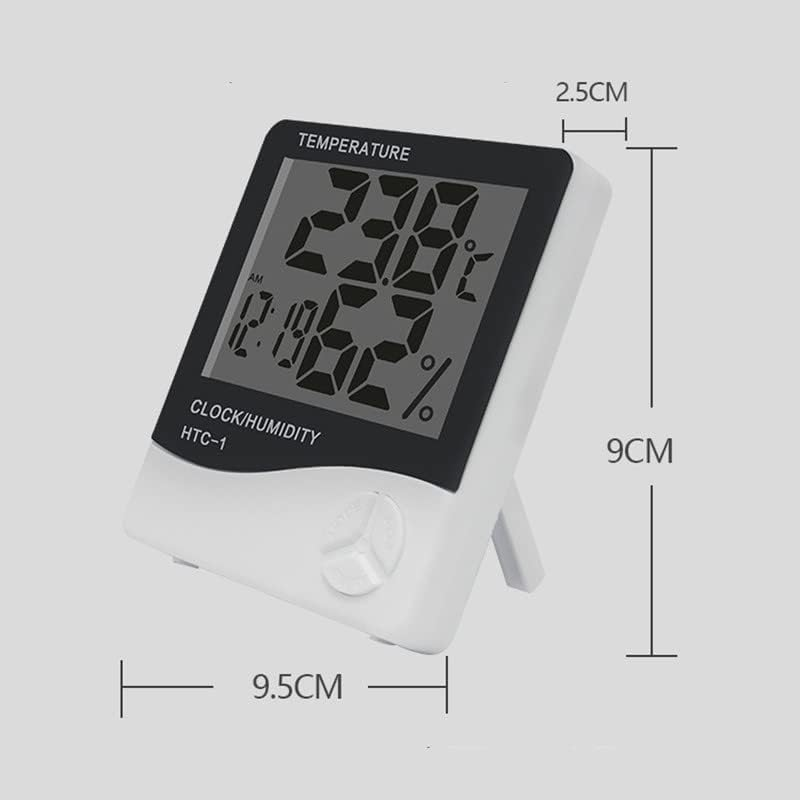 Digital Hygrometer Indoor Thermometer, Domestic Temperature Humidity Monitor Meter, Mini Hygrometer with Time & Alarm Clock image number 1