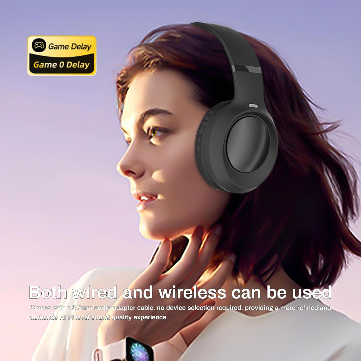 OHAANYY Bluetooth Headset 5.4, Foldable Wireless Bluetooth 5.4 Stereo Headphones with Built-In Microphone and Volume Control, Gaming Headset, Suitable for Adults, Children, Pc/Phone/Tv/Ipad image number 3