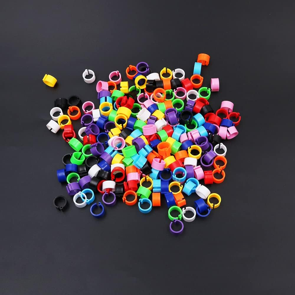 ANCLLO 200 Pcs 8Mm No Numbers Bird Leg Bands Plastic Multicolored Pigeon Foot Rings Clip on Leg Rings for Chick Bantam Finch ​Pigeons Parrots Opening Identify Leg Cuff Rings -10 Colors Mixed image number 3