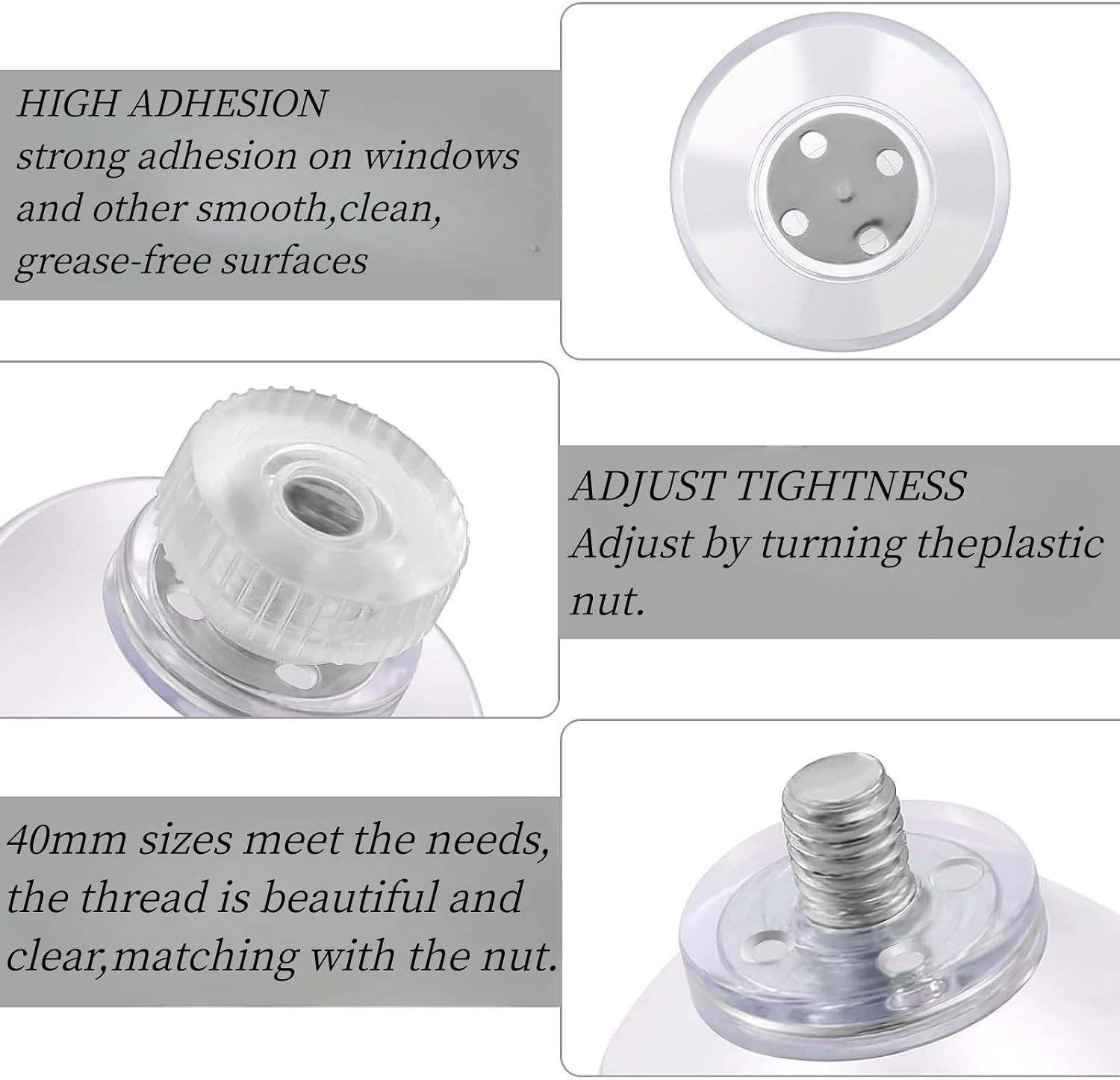 15 PCS Suction Hook,Plastic Suction Pads Hooks 40 Mm,Pvc Screw Plastic Hooks image number 4