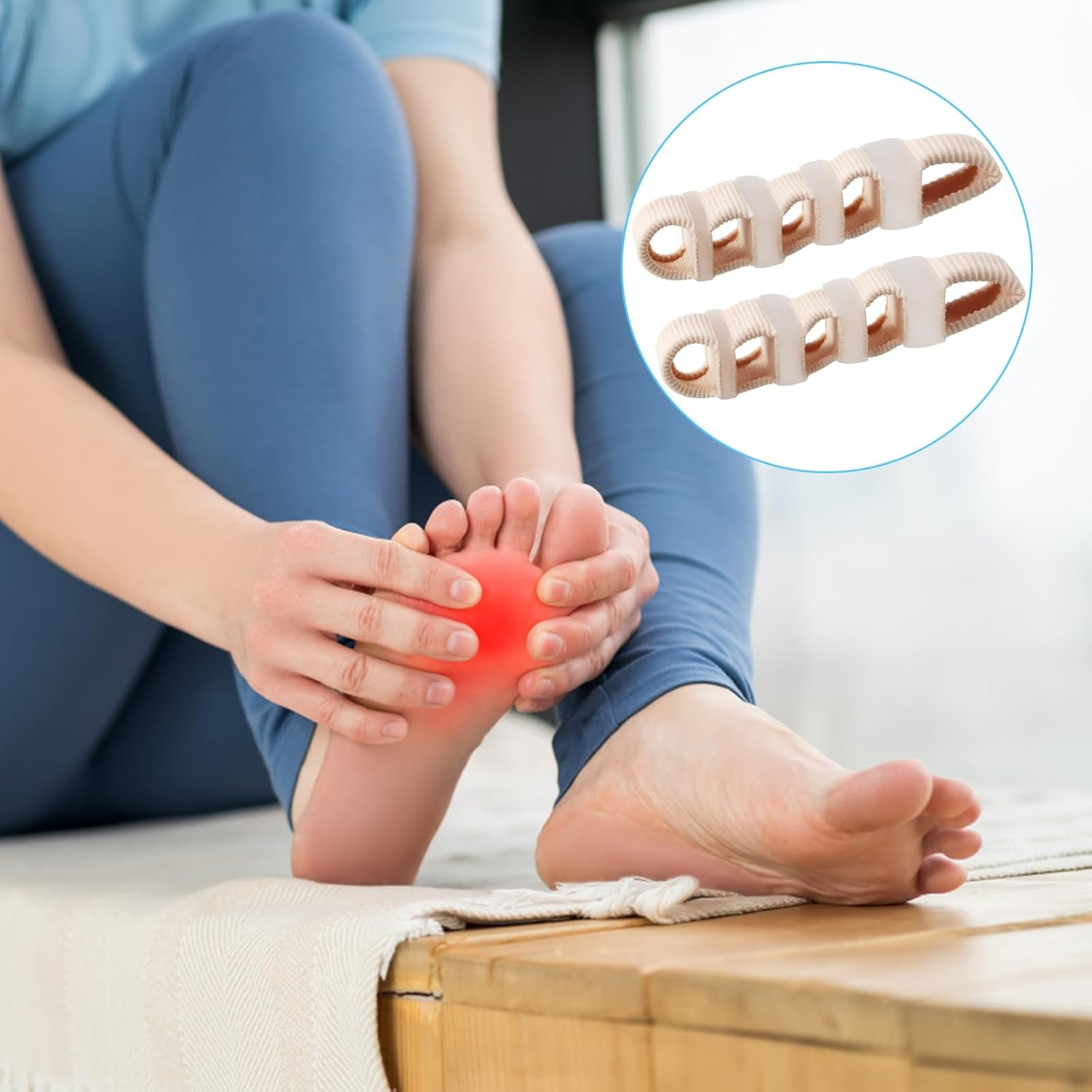 2 Pcs Gel Toe Separator, Tube Bandages, Silicone Toe Stretcher, Hallux Valgus Correction, Gel Big Toe Spacer with 5 Loops, Double Hole Toe Orthosis for Bunion Pain and Overlapping Toes, Women and Men (5 Toes * 2) image number 5