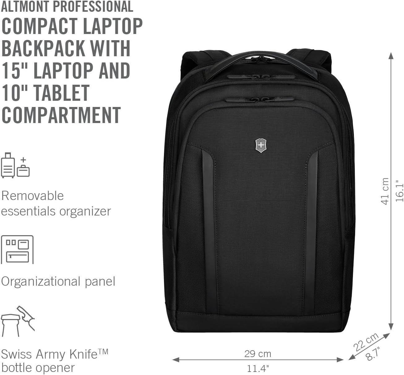 Victorinox Backpacks & Messengers, Black, 16 In, Backpacks & Messengers image number 2