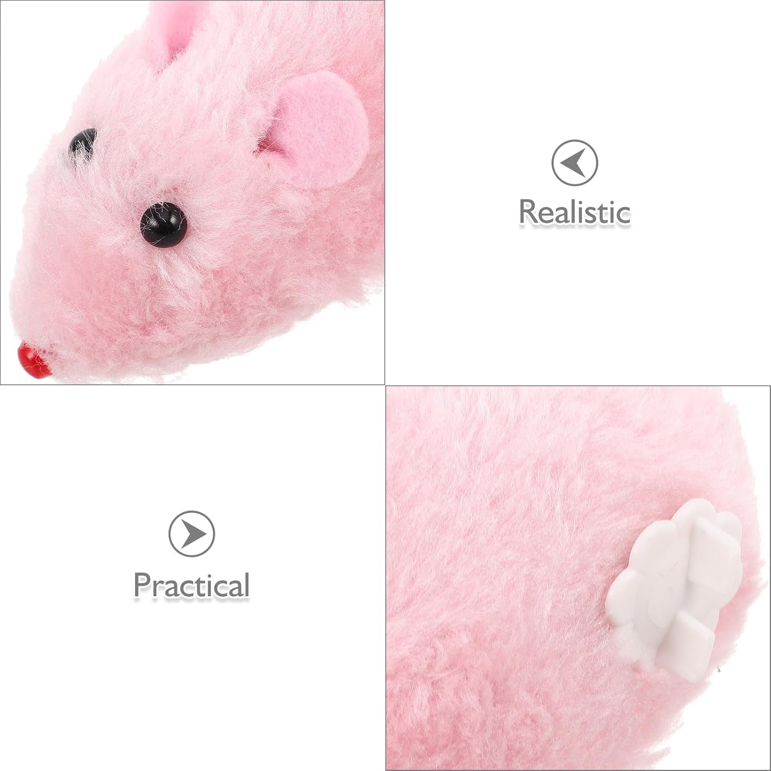 Balacoo 4Pcs Wind-Up Realistic Plush Mouse for Cats and Dogs Lifelike Furry Pet Rat with Rotating Tails Indoor Interactive Kitten Rat Playthings for Entertainment and Party Pranks image number 5