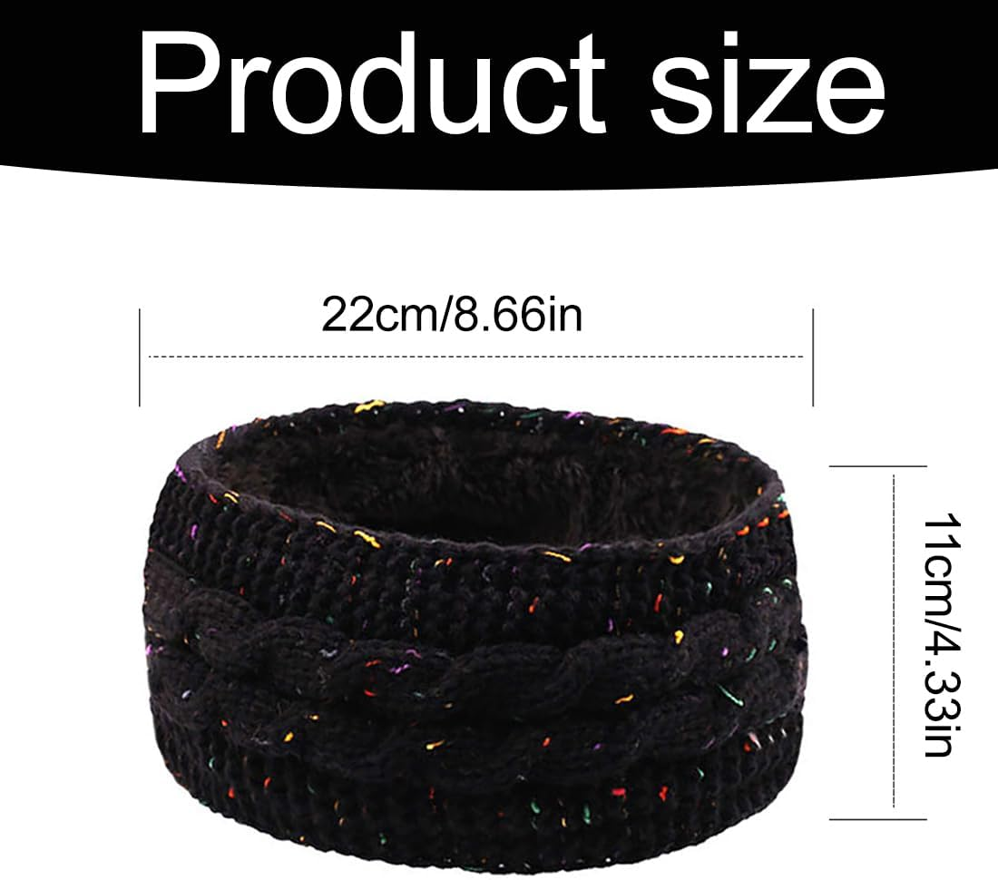 Women'S Winter Headband, Knitted Hair Bands, Winter Crochet Head Wrap, Women'S Winter Headband, Elastic Hair Band, Black, Beige, Pack of 2 image number 3