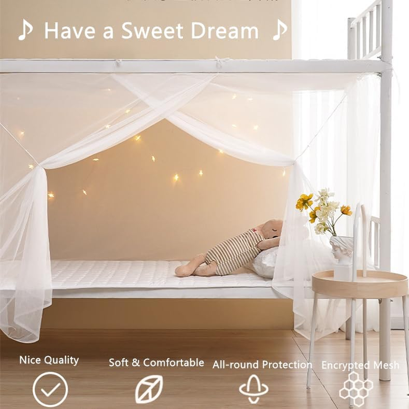 Eimilaly 8 Corner Canopy Curtains for Girls Boys Bed Decor, Dormitory, Loft, 1-1.8M or Outdoor Camping, Suit for 1M Single Door Pink image number 2