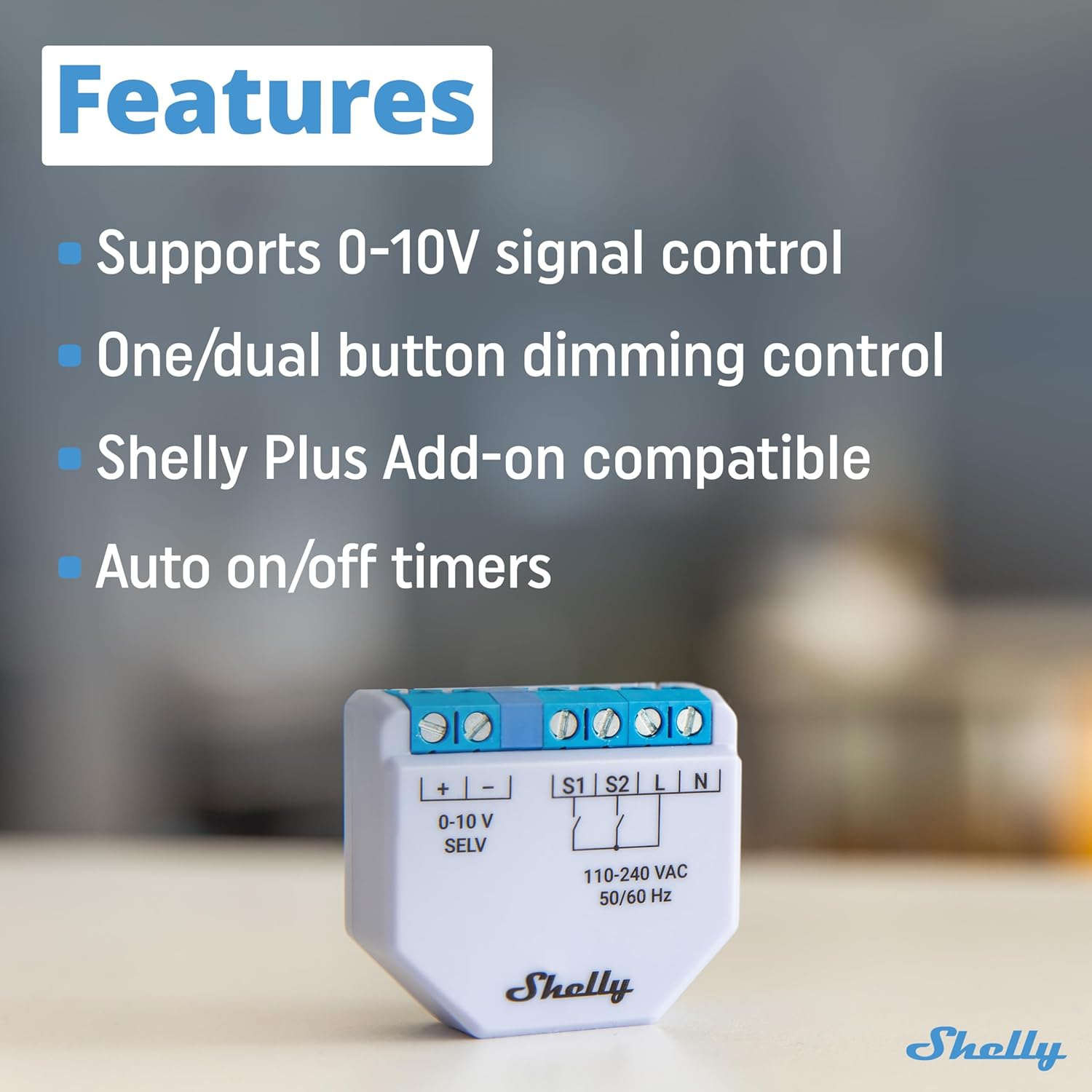 Shelly plus 0-10V Dimmer Wi-Fi & Bluetooth Smart Dimmer Switch Controller Light Control Ios Android App No Hub Required Compatible with Alexa and Google Home Smart Scenes image number 6