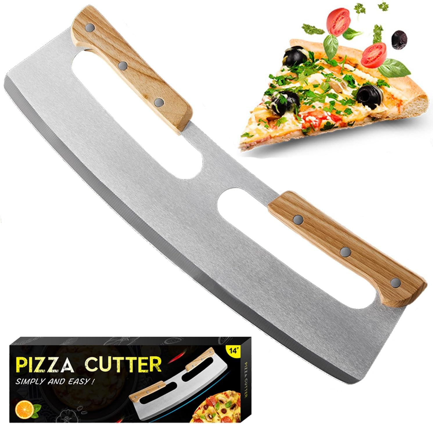 14 Inch Stainless Steel Pizza Cutter, Sharp, Rust-Resistant Blade with Ergonomic Handle & Protective Cover &ndash; Effortless, Hygienic Cutting for Pizzas, Cakes & More image number 3