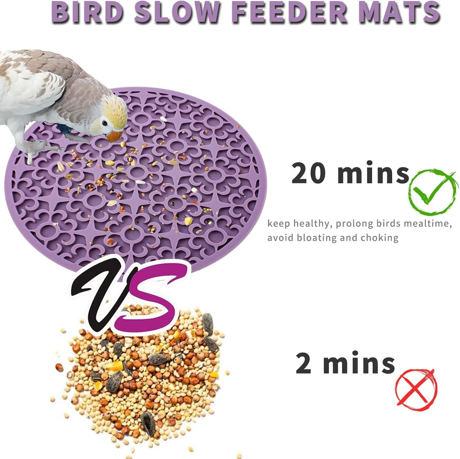 Fokmuaex Slow Feeder Mat for Parrots - 1PCS Silicone Foraging Puzzle Mat for Birds, Parakeets, Cockatiels - Interactive Feeding Toy to Prevent Fast Eating