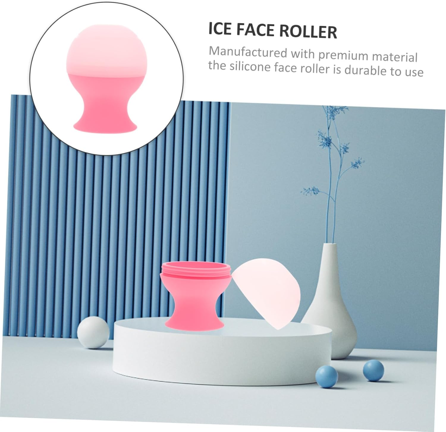 CATIEBYE Silicone Face Ice Roller Mold for Skin Care Facial Ice Roller for Eye and Face Massage Pink Facial Silicone Icing Tool for Reducing Puffiness and Improving Elasticity image number 2