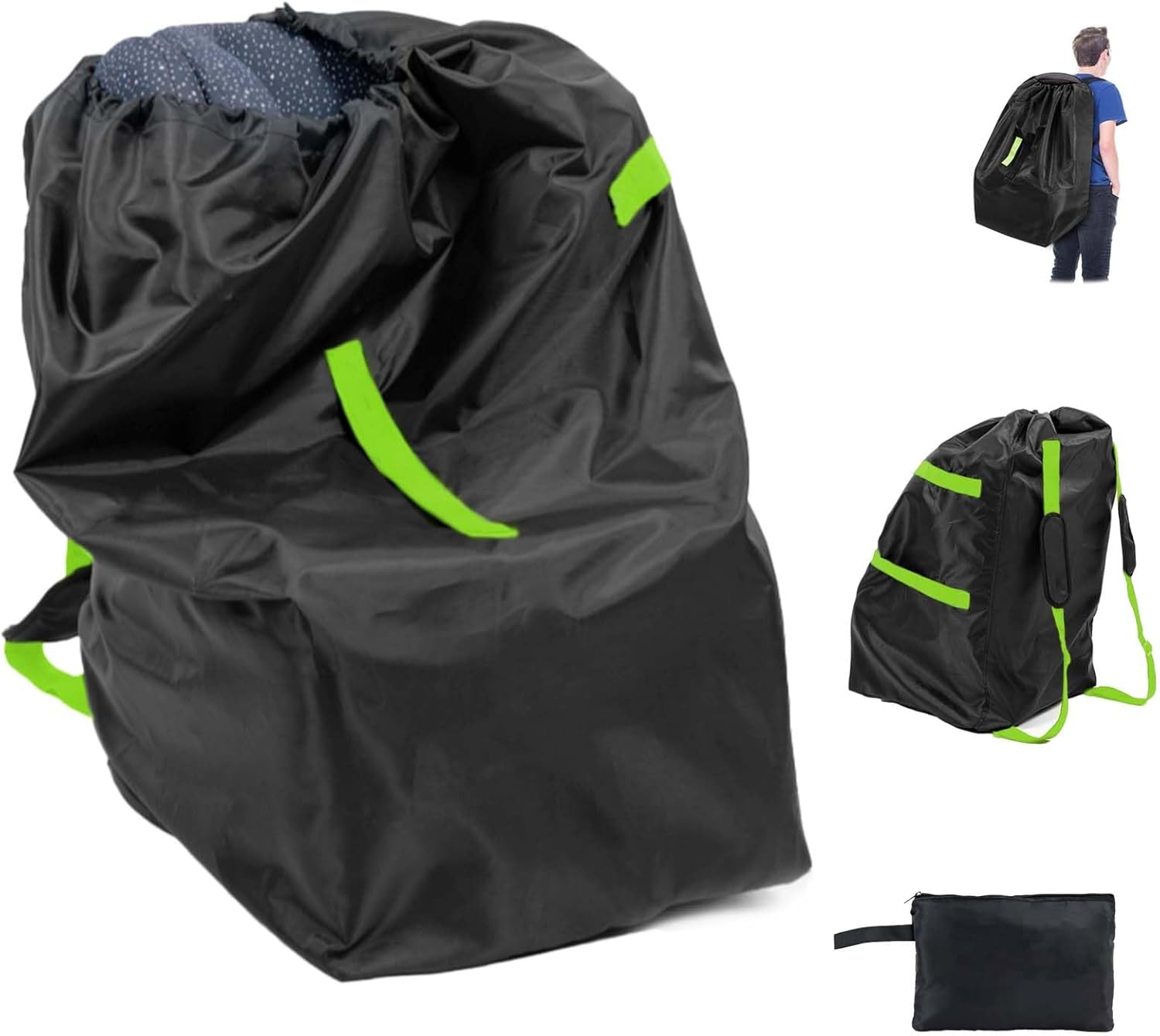 Baby Car Seat Travel Bag,Dust Water Resistant Easy Carry Gate Check Airport Protector Bag, Fits Convertible Car Seats, Booster Seat, Infant Car Seat Gate Check Bag Cover for Airplane (Green) image number 4