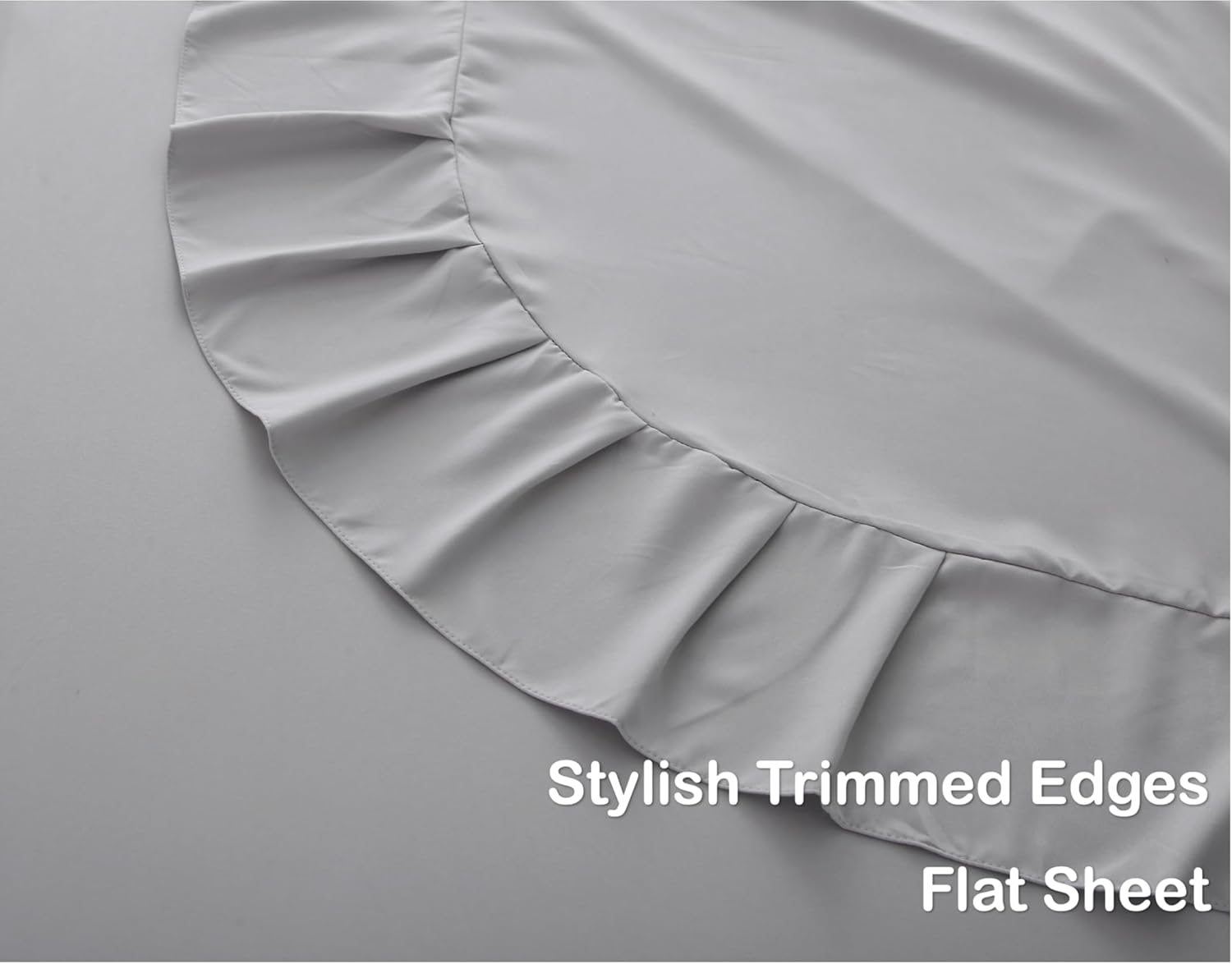 Gray King Bed Sheet Set, 1500TC 130GSM Ultra Soft Microfiber Bedding, Durable, Wrinkle Resistant, Fade Resistant, Fitted Sheet & Flat Sheet & 2 Pillowcases (4Pcs, King) image number 3