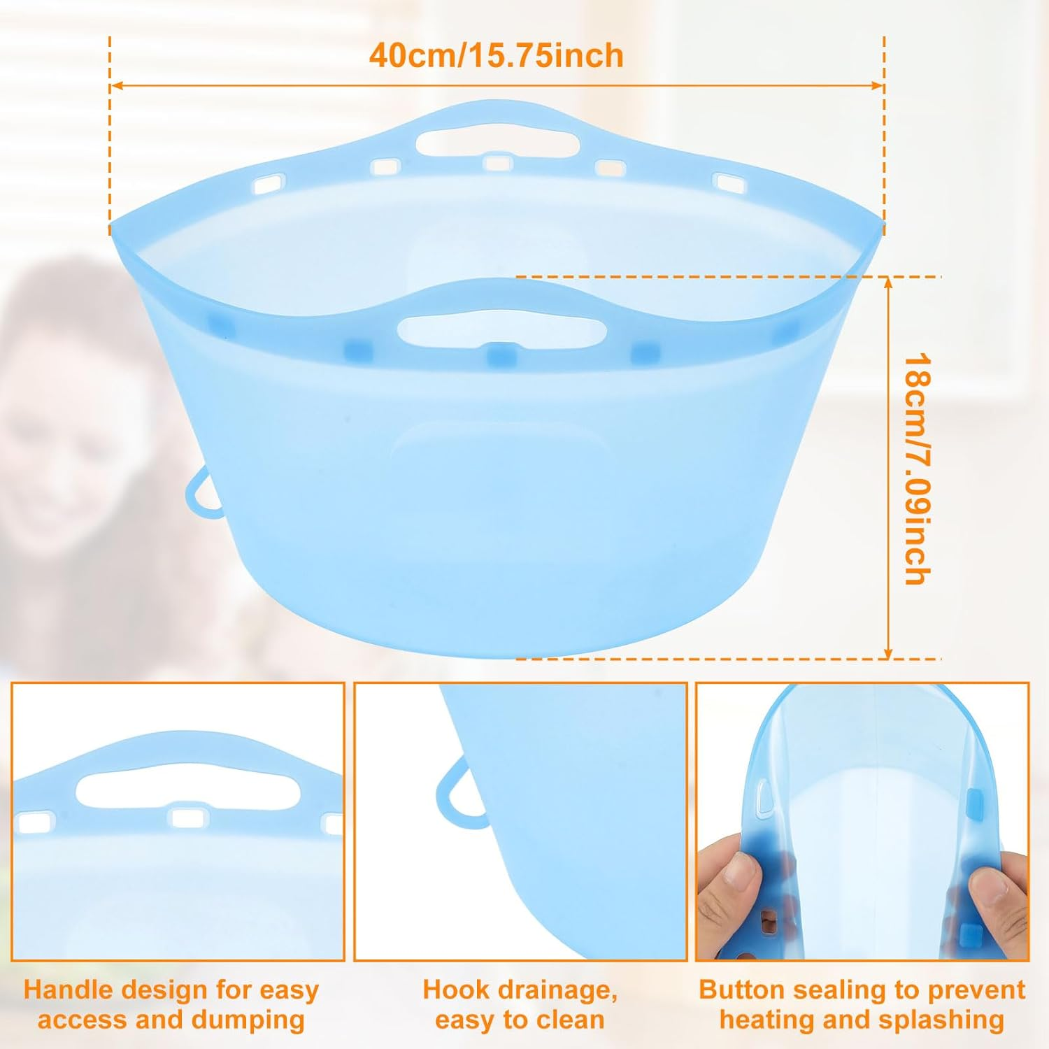 Silicone Slow Cooker Liners Fits 6-10 QT Crock Pot Orange and Blue Silicone Crock Pot Liners Reusable Crock Pot Bags Liners for round or Oval Pots Large Size Dishwasher Safe Leak-Proof Cooking Liner image number 2
