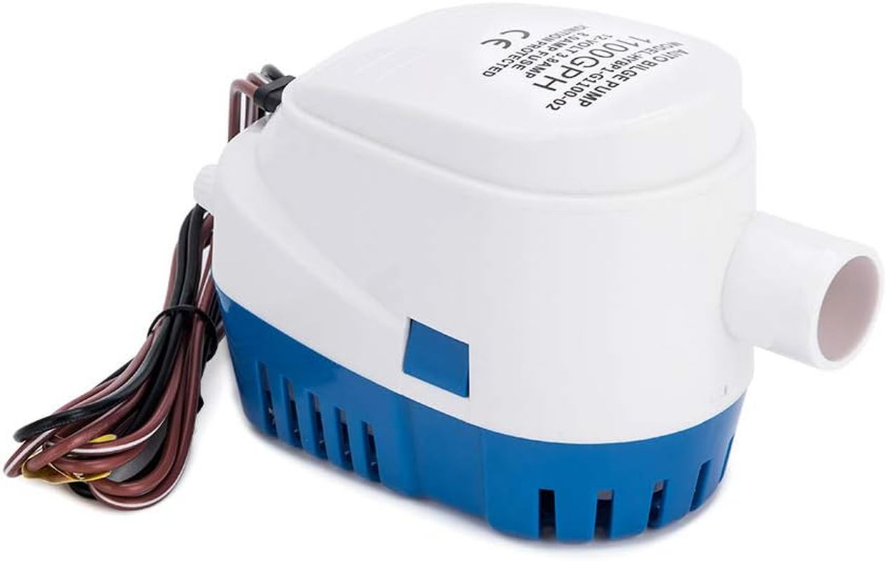 Dontmiss Automatic Submersible Small Boat Bilge Pump 12V 1100Gph Auto with Float Switch Bilge Pump for Boat(Outlet Diameter：1 1/8") (1100GPH)