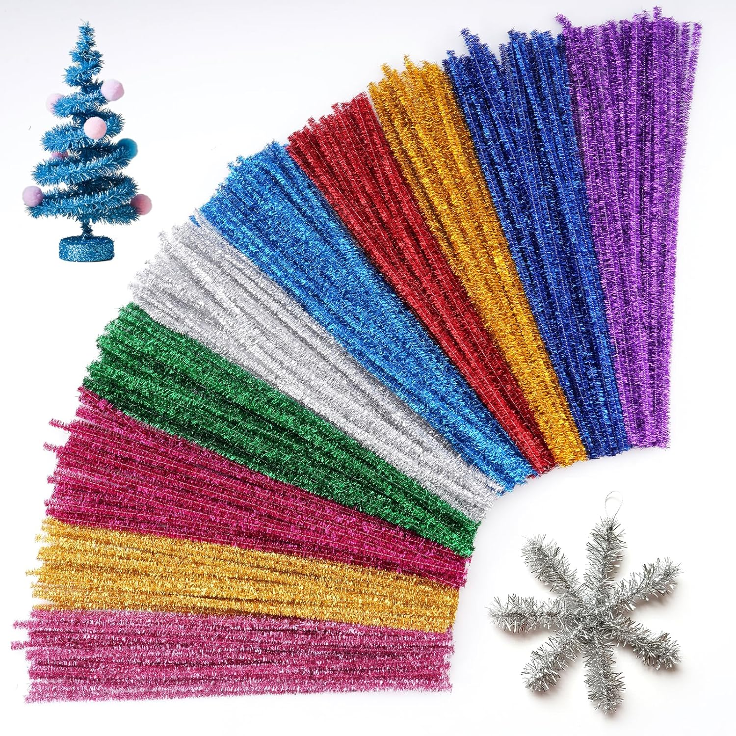 Caydo 200 Pieces Glitter Pipe Cleaners Craft Chenille Stems for DIY Art Creative Crafts Party Decorations (12 Inch X 6 Mm) image number 4