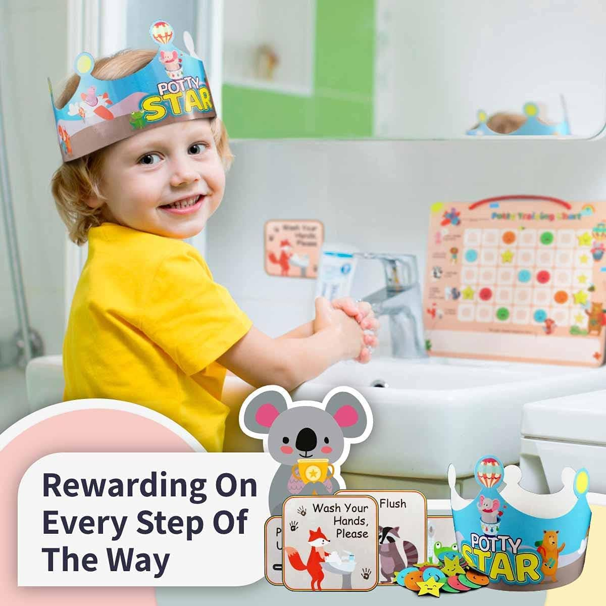 Potty Training Chart with 35 Stickers, 3 Reminder Stickers and Crown for Toddlers Boys and Girls - Potty Training Rewards for Kids - Zoo Animal image number 5