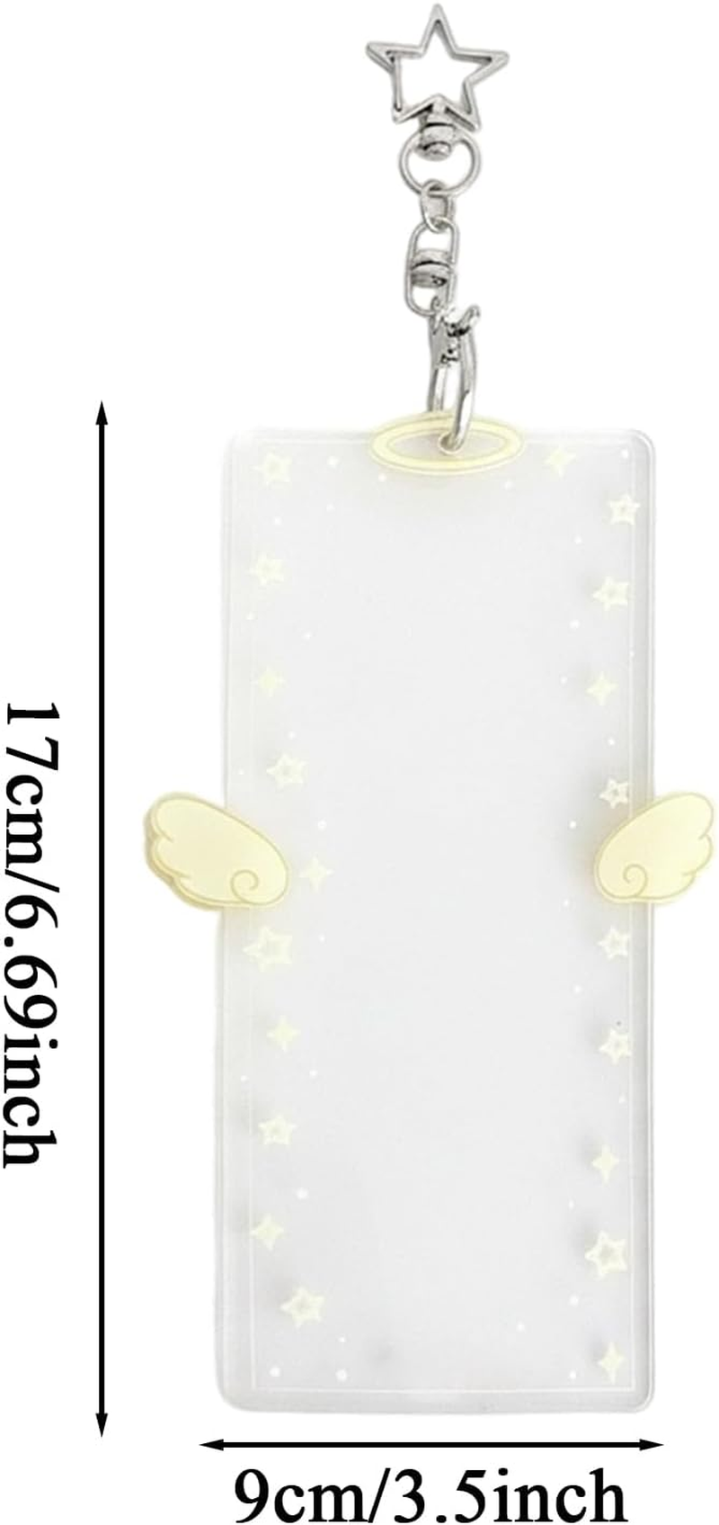 Photo Keychain | 6X3Inch Clear Cartoon Wing Clip - Cartoon Wing Keychain Picture Holder - for Men Kids Girls Friends Key Bag Purse Wallet Pocket Valentines Day - Black And White image number 5