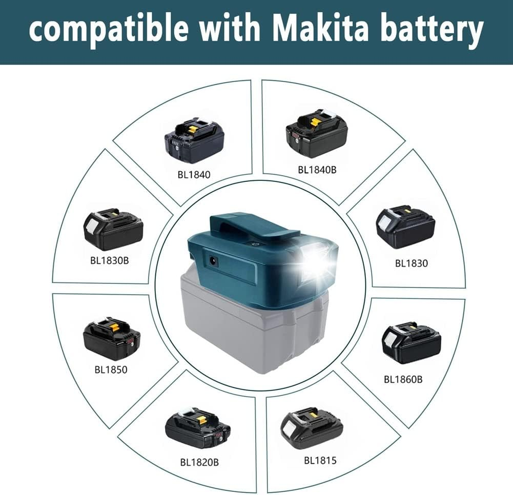 Battery Adapter for Ma-Kita 18V ADP05 with & USB Charger & 12V DC Port & Type C Connector & 3W image number 2