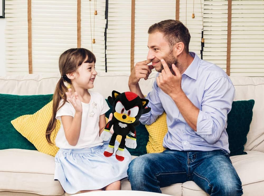 For Sonic 11.8" Plush Toys, for Knuckles Shadow Tails Plush Doll Toys Gifts for Boys and Girls Cartoon Character Plush Children (Shadow)