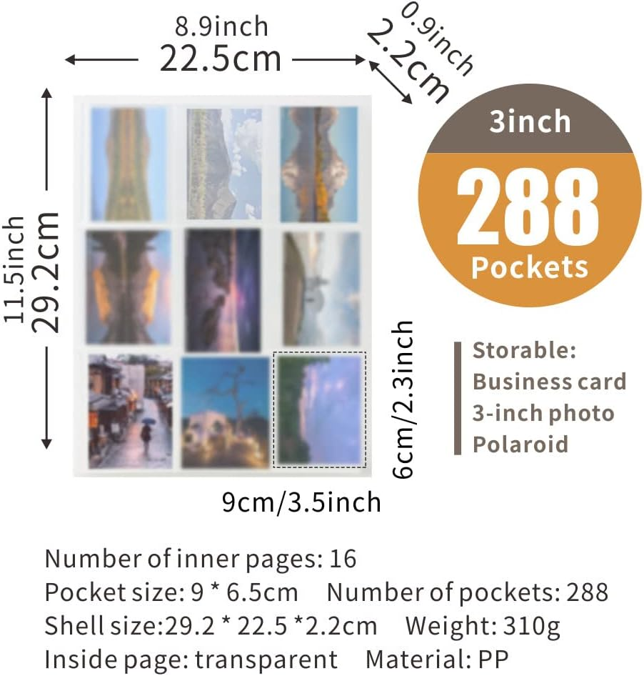 Life'Bea 288 Pockets Mini Photo Album for Fujifilm Instax Mini 7S 8 8+ 9 11 25 40 70 90 Liplay Link Evo Film, Name Card & 3 Inch Pictures (288 Pockets, Clear) image number 4