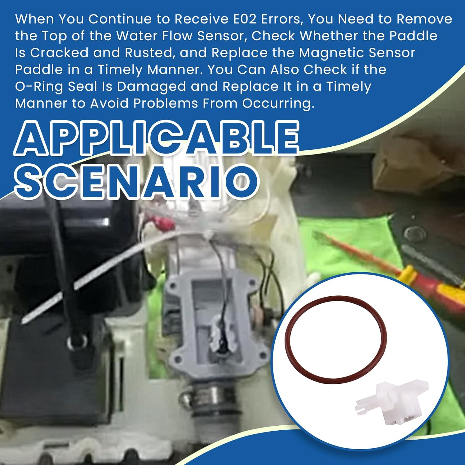 Water Flow Sensor Repair Kit with Pin Compatible with Coleman Lay-Z-Spa Tub, Fix E02 Error (Includes Retainer Pin, Magnetic Paddle, O-Ring Gasket) image number 4