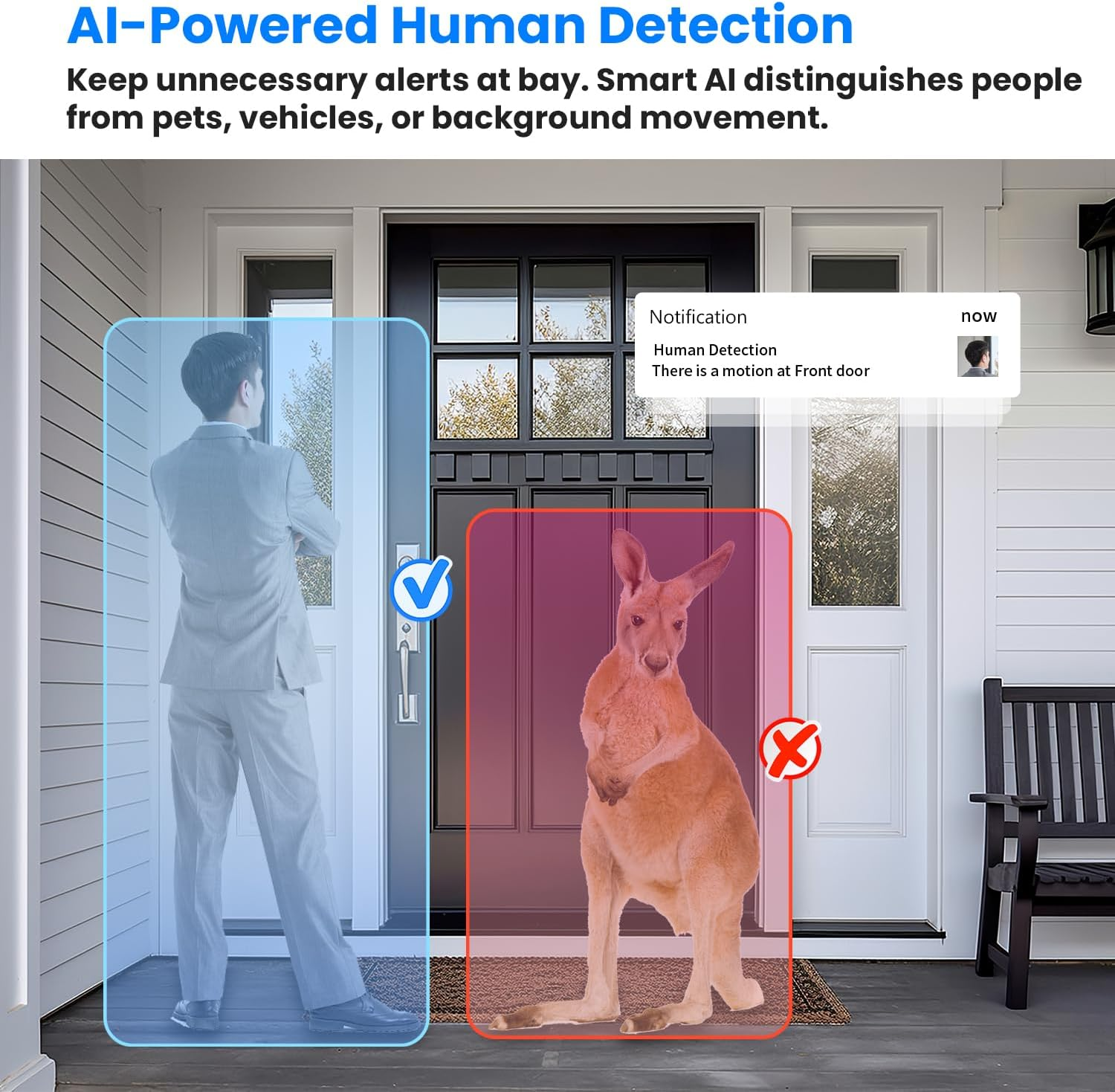 Wireless Wi-Fi Video Doorbell Camera with Two Way Talk, AI Motion Detection, Instant Alert, Night Vision and Cloud Storage, 2.4G Wi-Fi, Chime Included image number 4