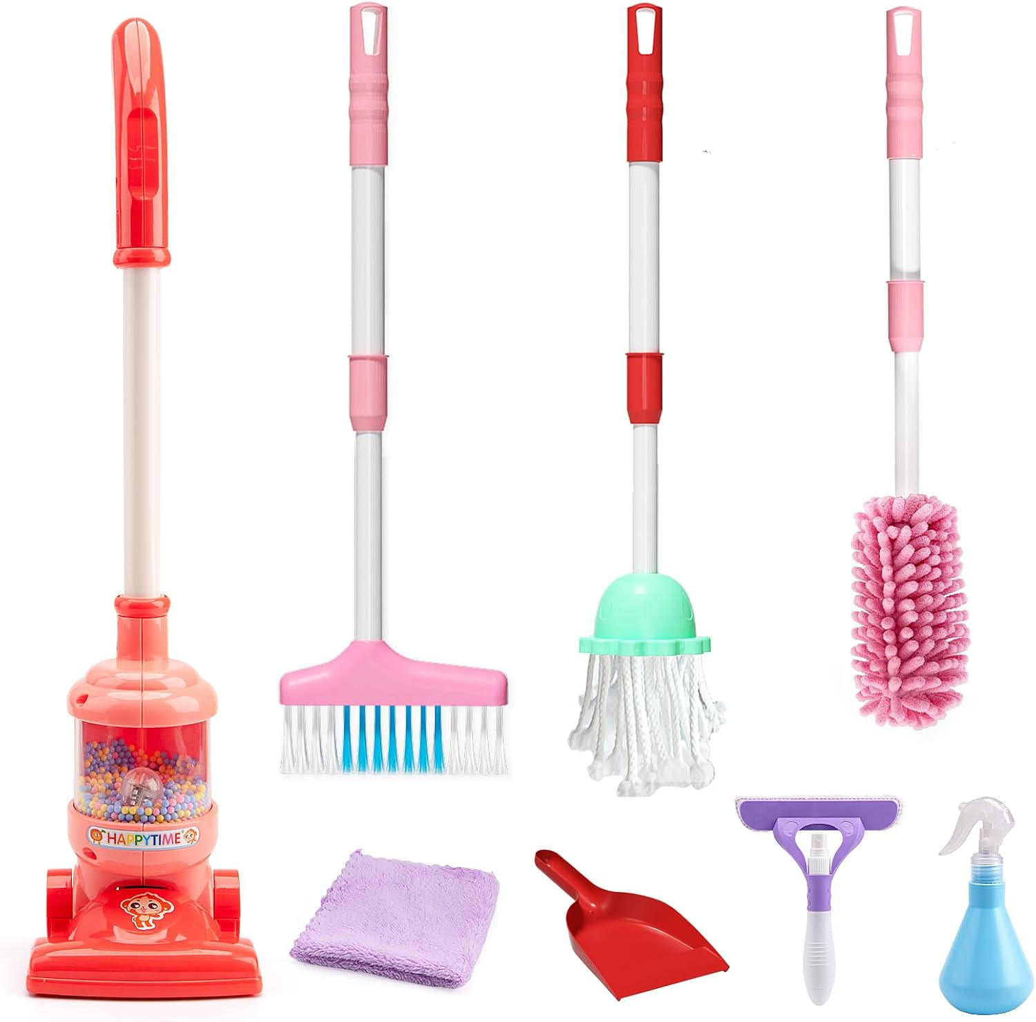 Kids Cleaning Toy Set ,8Pcstoddlers Cleaning Set Housekeeping Pretend Play Toy Cleaning Set,Kids Broom and Vacuum Cleaner for Ages 3+ Boys Girls image number 3