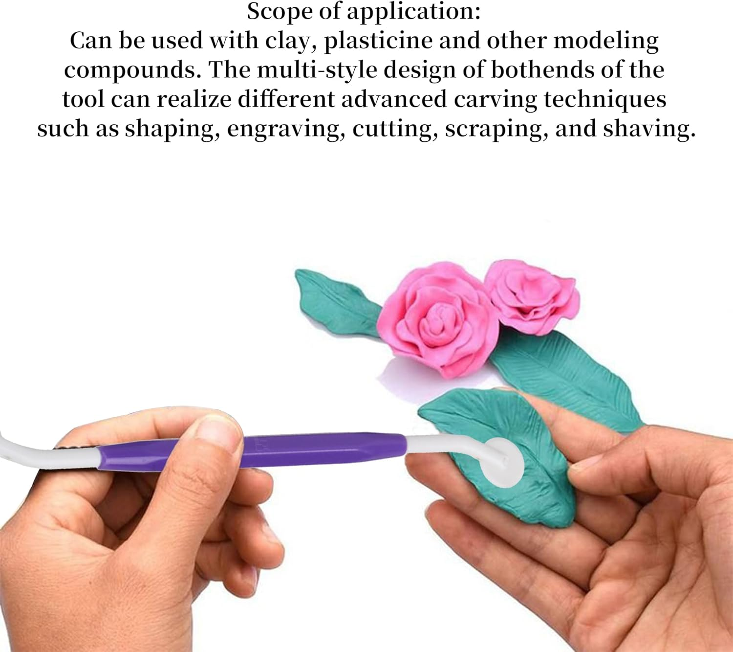 BQLZR Double-Head Plastic Polymer Pottery Clay Sculpture Modelling Carvers Tool Rod with Irregular Shape Edge Set of 9 image number 2