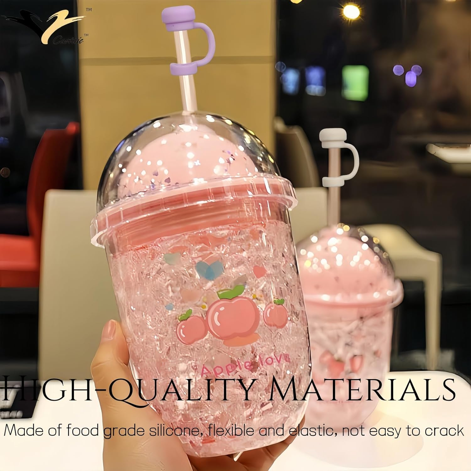 Castaic 4 Pcs Straw Covers 0.9Cm Diameter Straw Cover Caps Dust-Proof and Leak-Proof (4 Straw Covers) image number 4