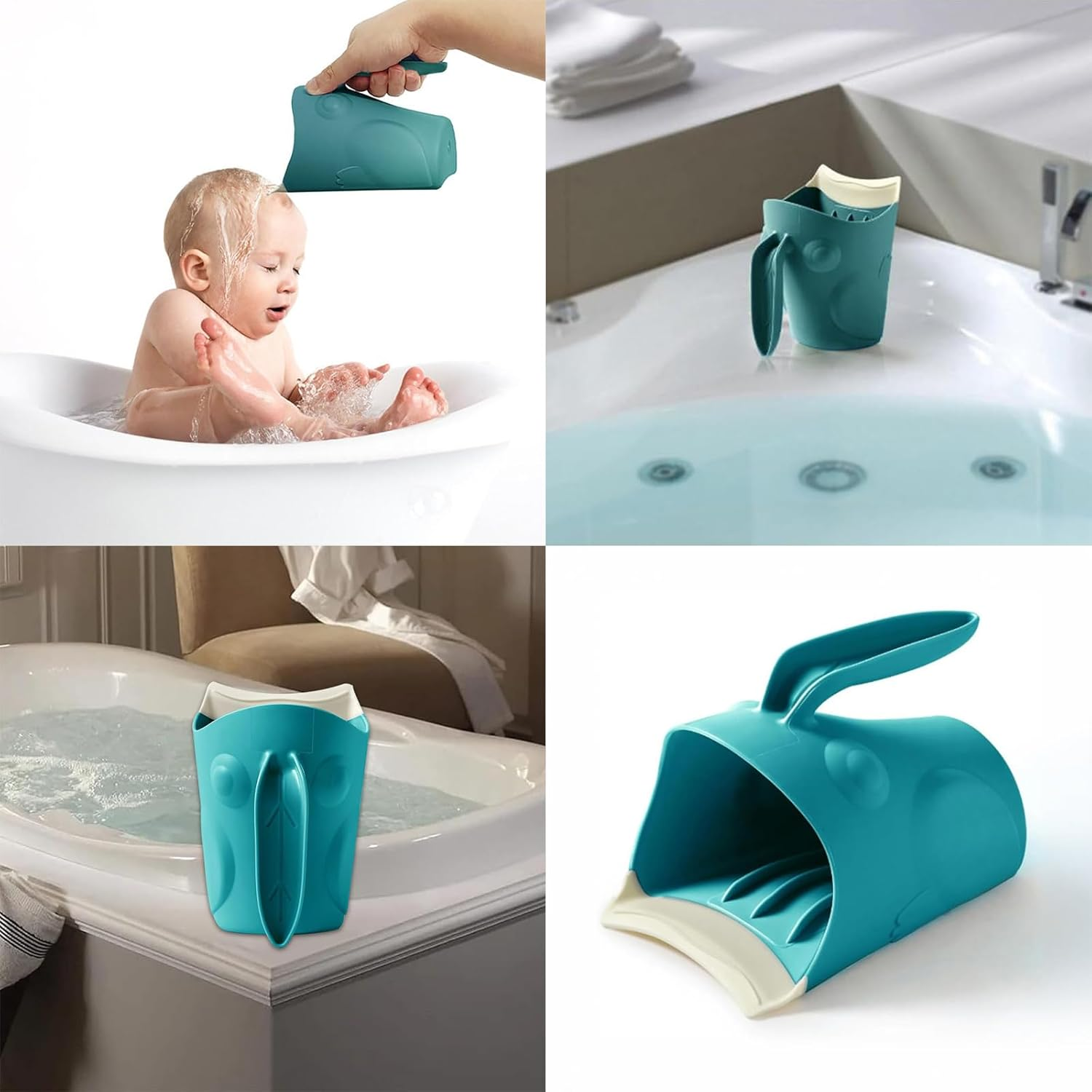 Baby Shampoo Rinse Cup - Gentle Hair Washing for Babies, Protects Eyes, Easy Bath Time (Blue) image number 1