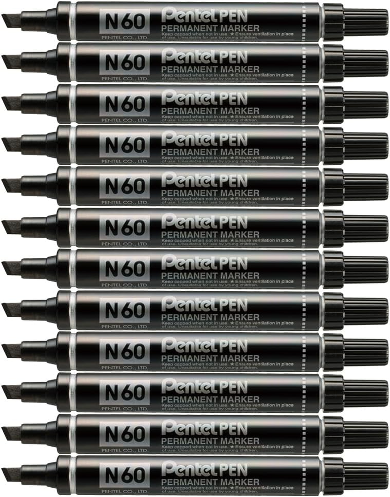 Pentel Whiteboard Marker Bullet Point Black Ink, Box of 12 Markers (MW85-A)