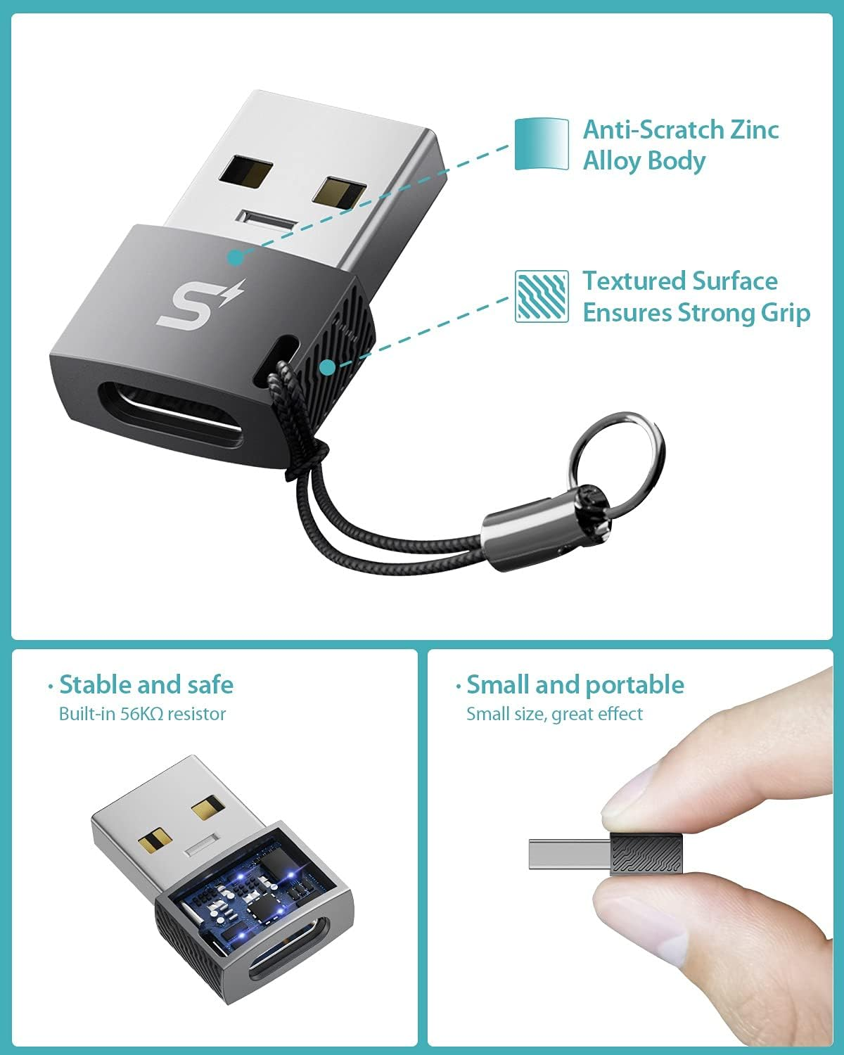 Stouchi USB C to USB a Adapter (3Pack), Type C Female to USB Male Charger Cable Converter for Iphone 15 14 13 Pro Max, Ipad 2022, Samsung Galaxy Note 20 S24 S23, Google Pixel 8 Pro image number 5