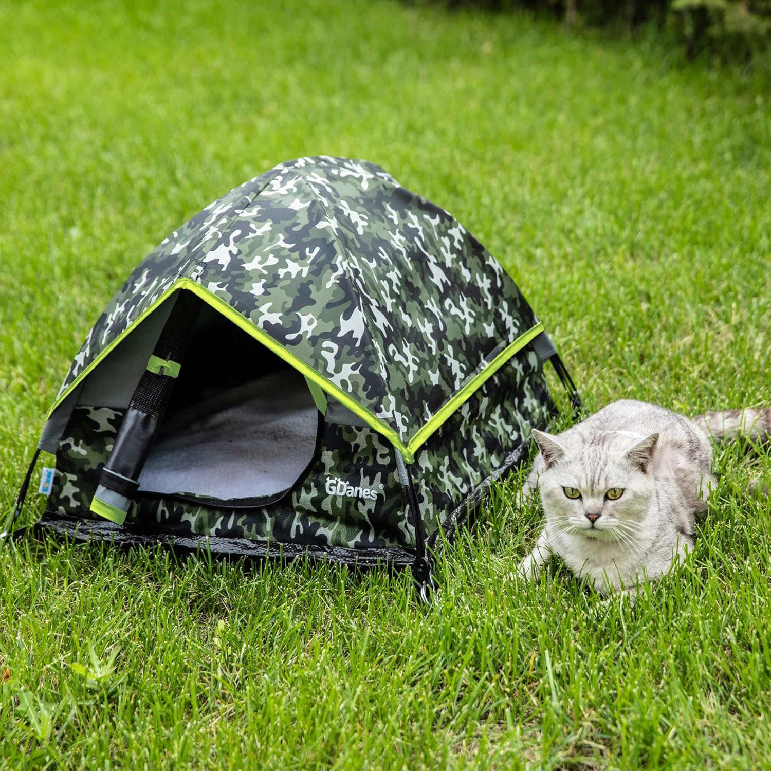 Gdanes Camouflage Cat Tent, Portable Pet Cat House with Soft Pad, Cat Cave, Dog House for Small Medium Dogs and Rabbits image number 3