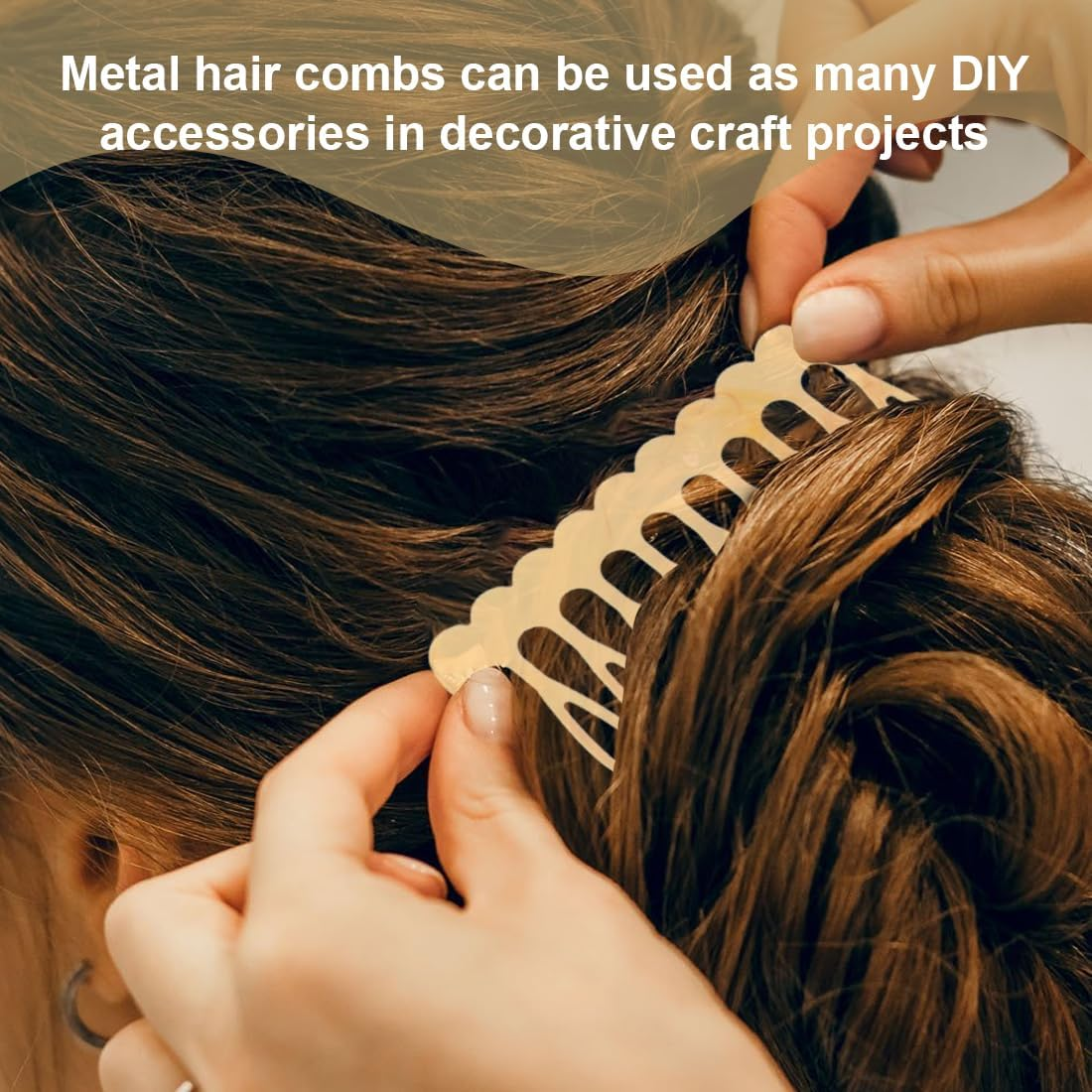 20 Metal Side Combs (10 & 6 Teeth) for Veil, French Women Side Combs with Teeth for Hair Accessories with Silver & Gold Bun Clip image number 5