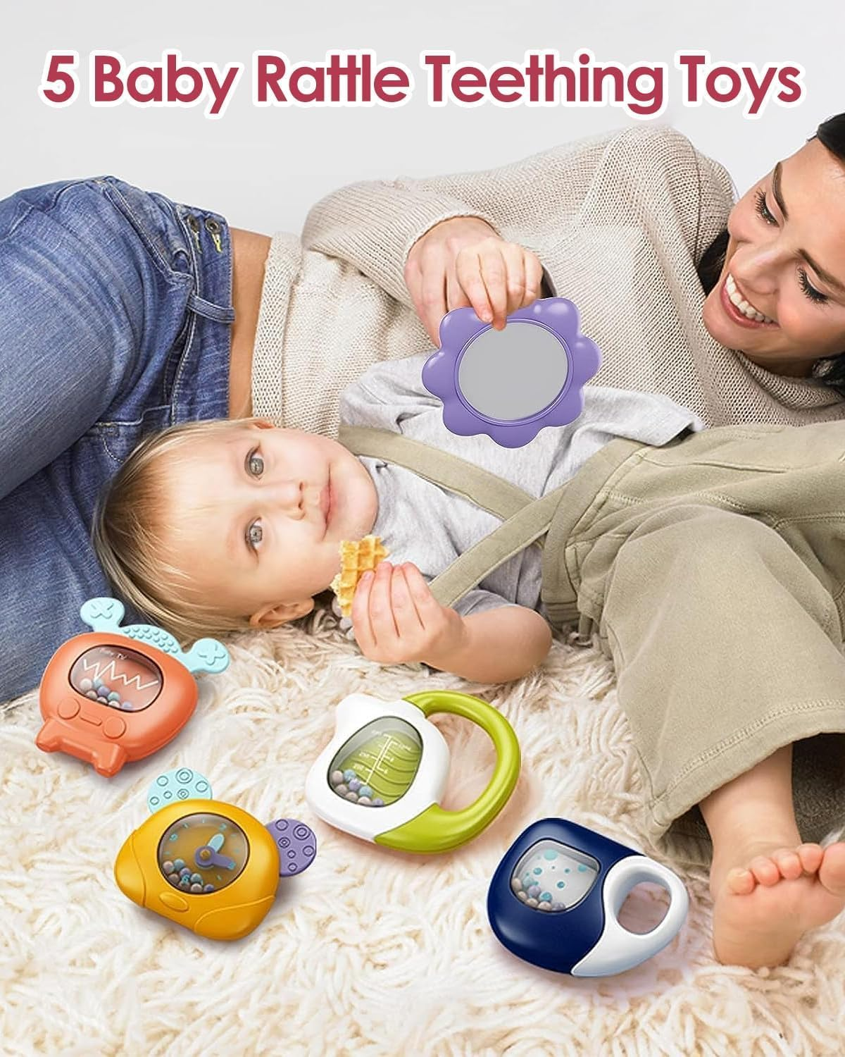 Veraste Baby Play Mat Baby Gym,Funny Play Piano Tummy Time Baby Activity Mat with 5 Infant Sensory Baby Toys, Music and Lights Boy & Girl Gifts for Newborn Baby 0 to 3 6 9 12 Months (Pink) image number 2