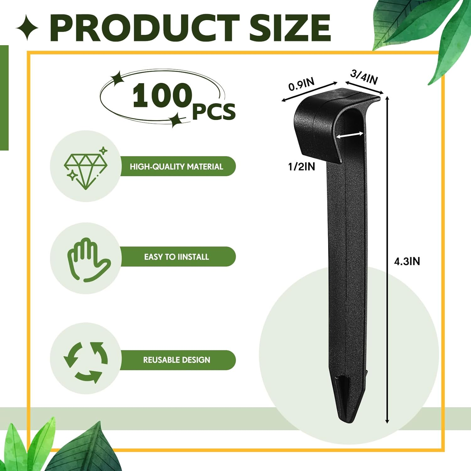 Pangda 100 Pack 1/2 Inch Irrigation Tubing Hold down Anchor Stakes, 3/4 X 4.33 Inch Drip Tubing, Anchor for Sprinkler Garden Landscaping image number 2