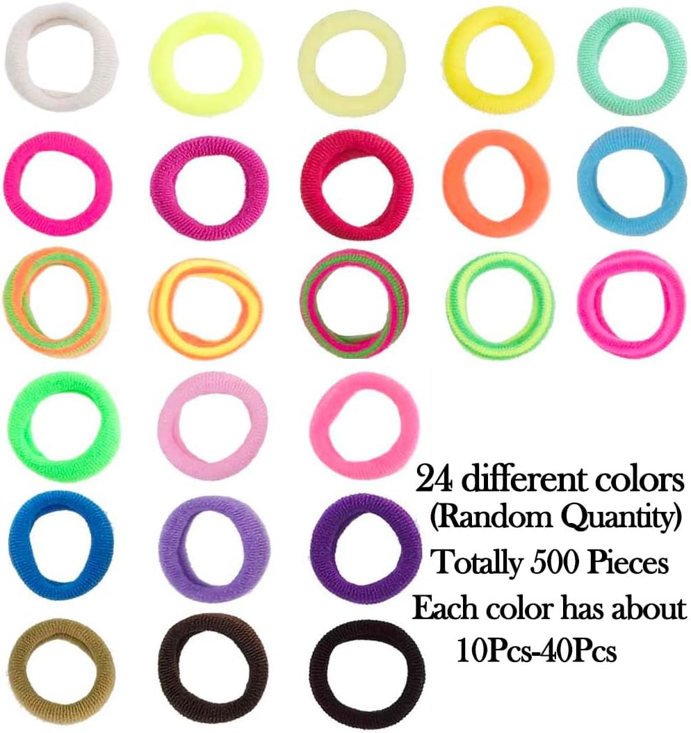 500Pcs Baby Hair Ties, Betterjonny Elastic Hair Rubber Bands24 Colors Candy Cotton Seamless Hair Ties Soft Ponytail Holder Multicolor Small Hair Accessories for Kids, Newborn Girls, Toddler image number 5