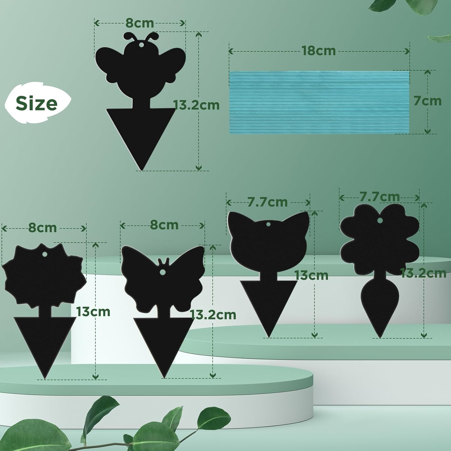 50 PCS Sticky Traps, KIKISML Black Dual-Sided Sticky Insect Catcher with Twist Ties Fruit Fly Fungus Gnat Trap Killer for Whiteflies Mosquitos Fungus Aphids Leafminers Indoor Outdoor Use, Black image number 2