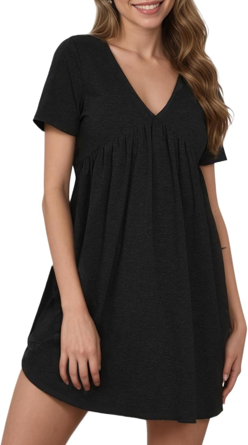 Summer Ladies, Maternity Casual Homewear V-Neck Short Sleeve Pajama Dresses