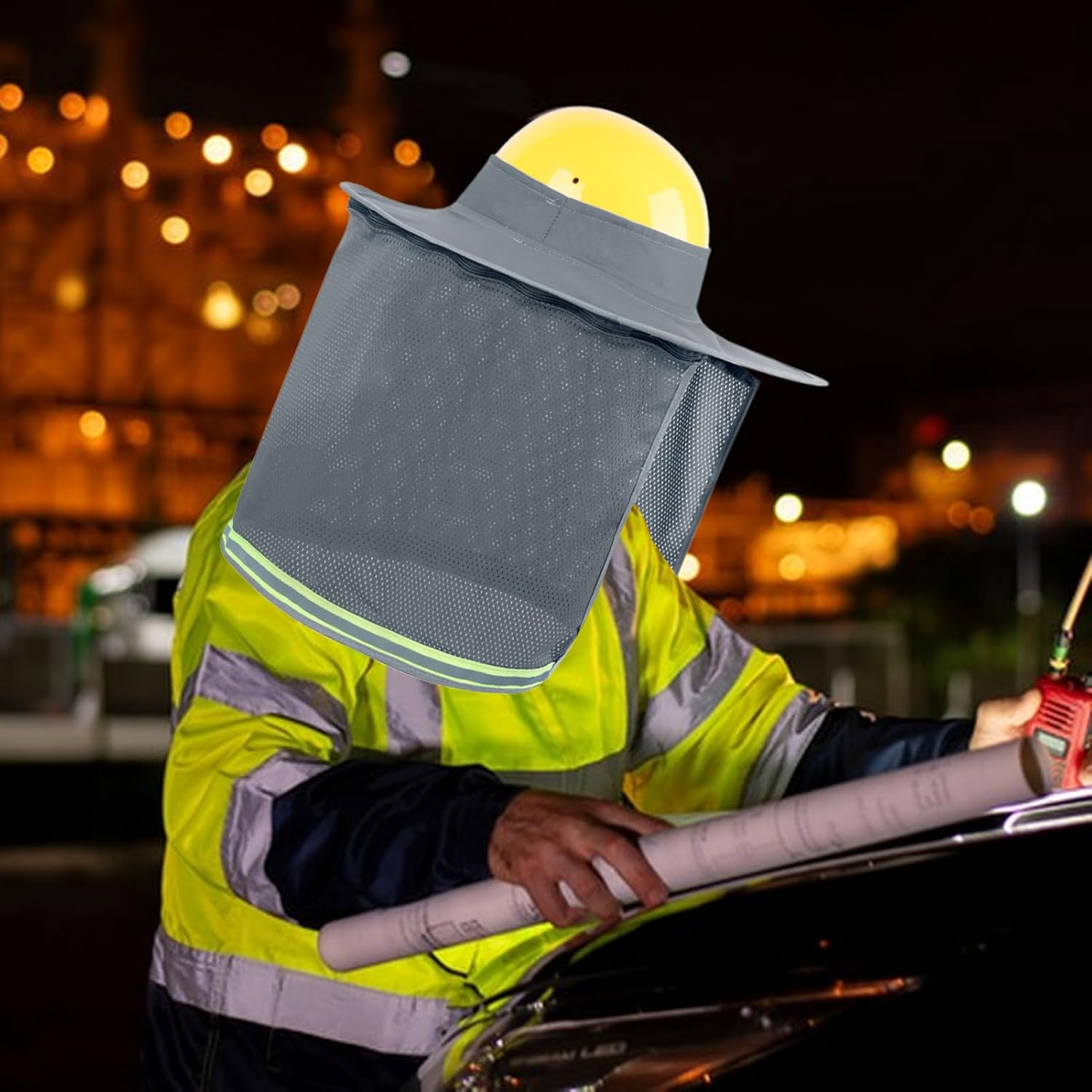 Frxib Hard Hat Sun Shade | Hard Hat Full Brim Guard Neck Shade Protector - Construction Workers Protector High Visibility Safety Helmets Accessories for Work Site image number 2