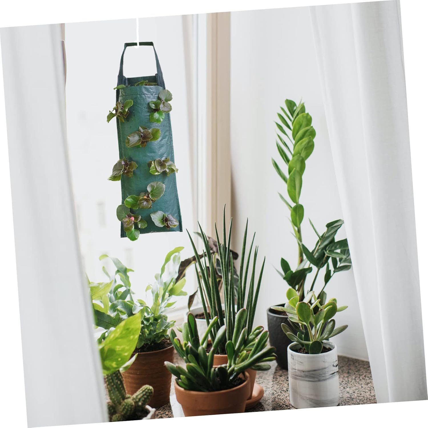 SUPVOX 4Pcs Hanging Strawberry Planter Wall Mount Garden Grow Bag Upside down Planter Vegetable Planting Bags for Patio Balcony image number 2