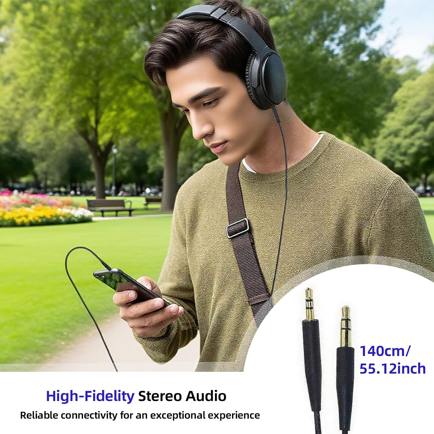 ONBPIY 2.5Mm to 3.5Mm Cable Headphone Cable Audio Cable Single Pack Grey Replacement Cord for Bose QC700 QC45 QC35 II QC35 QC25 On-Ear 2 Soundlink Soundtrue Headphones 1.4M (Black) image number 6