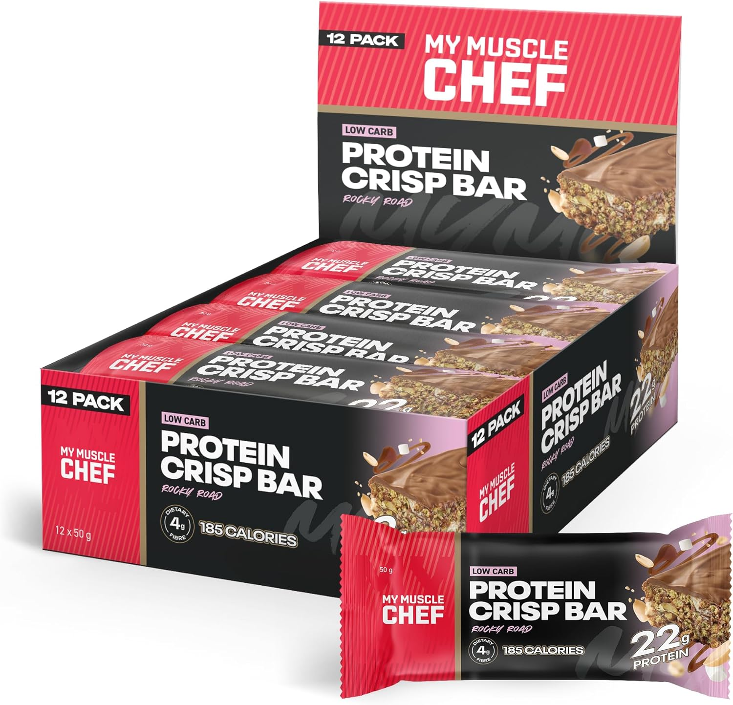 Protein Crisp Bar Rocky Road Pack of 12 X 50G