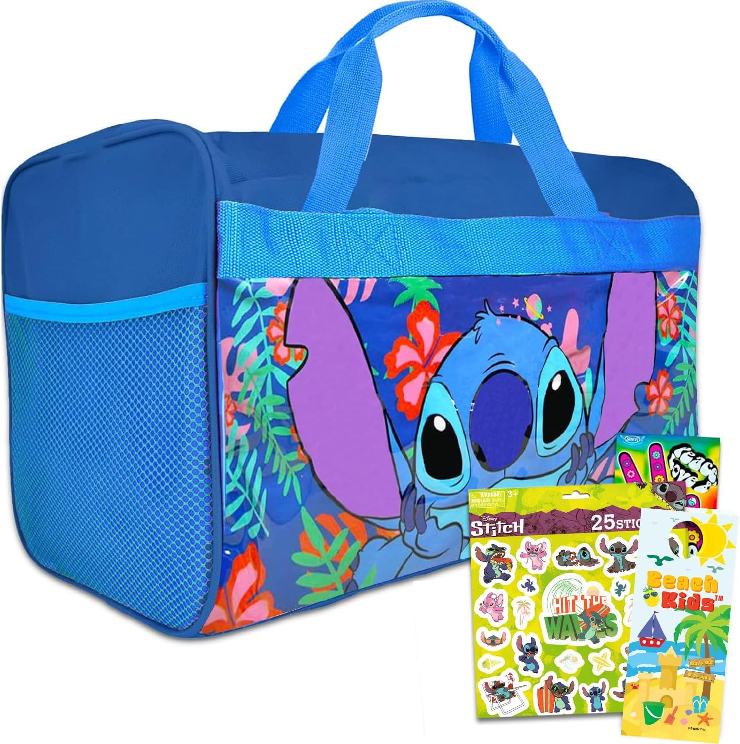 Lilo and Stitch Duffle Bag Set for Kids - 4 Pc Bundle with Stitch Luggage Carry on Suitcase Bag, Lilo and Stitch Stickers, Tattoos, and More | Stitch Travel Activity Set, Stitch Luggage, Stitch Duffle image number 4