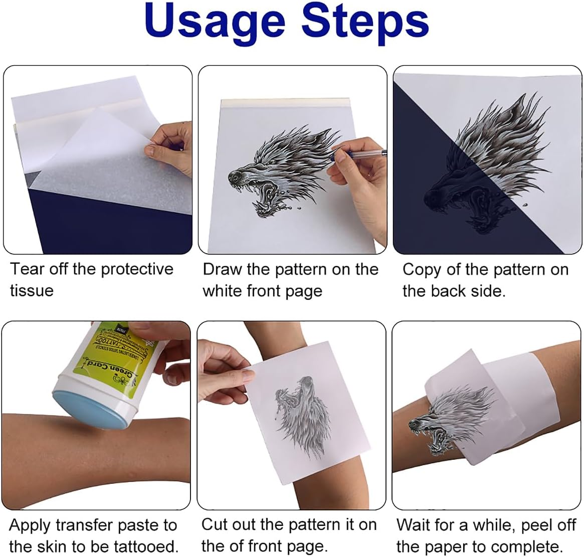 Blank Tattoo Skin Practice, 8Pcs Eyebrow Tattoo Skin Practice,Tattooing Skins Microblading Eyebrow Practice Skin for Tattoo Supplies,Tattoo Kit,For Beginners and Experienced Tattoo Artists (100 PCS Tattoo Stencil Paper) image number 1