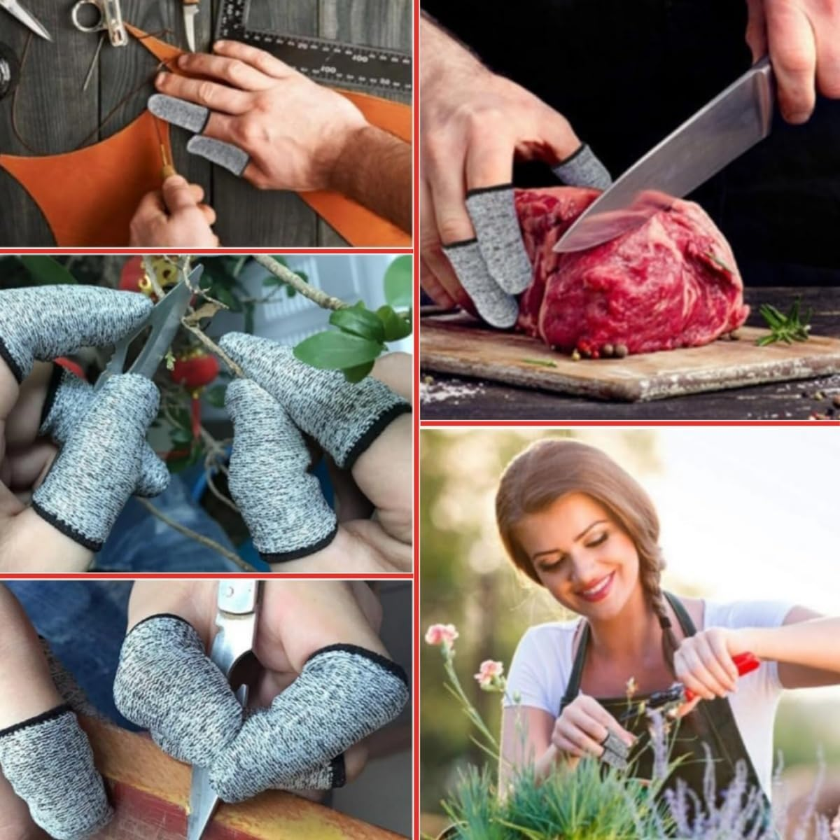 10PCS Cut Resistant Finger Cots Protector,Klhcduo Finger Protection Cots for Kitchen,Work, Sculpture,Anti-Slip,Reusable Finger Covers image number 6