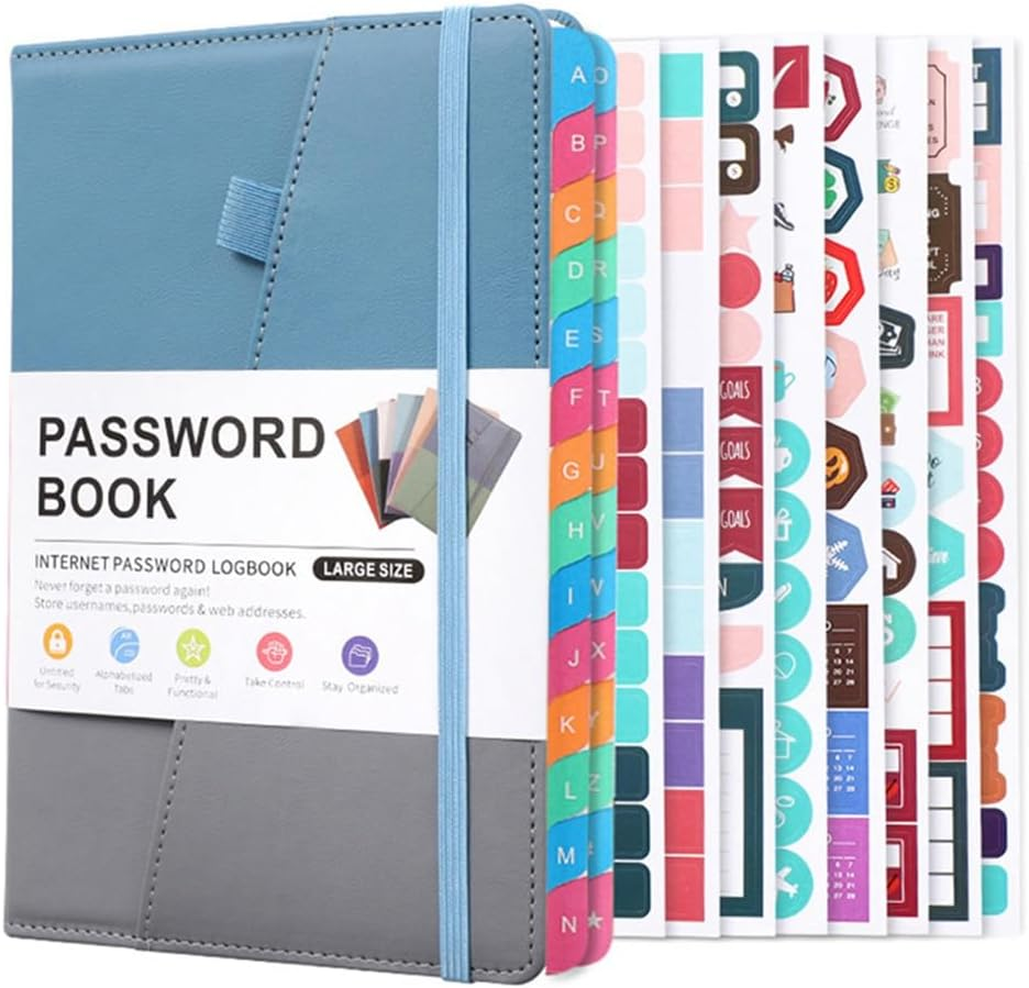 Password Keeper Book with Alphabetical Tabs for Seniors, Password Notebook for Internet Website Address Log in Detail,B Durable image number 1