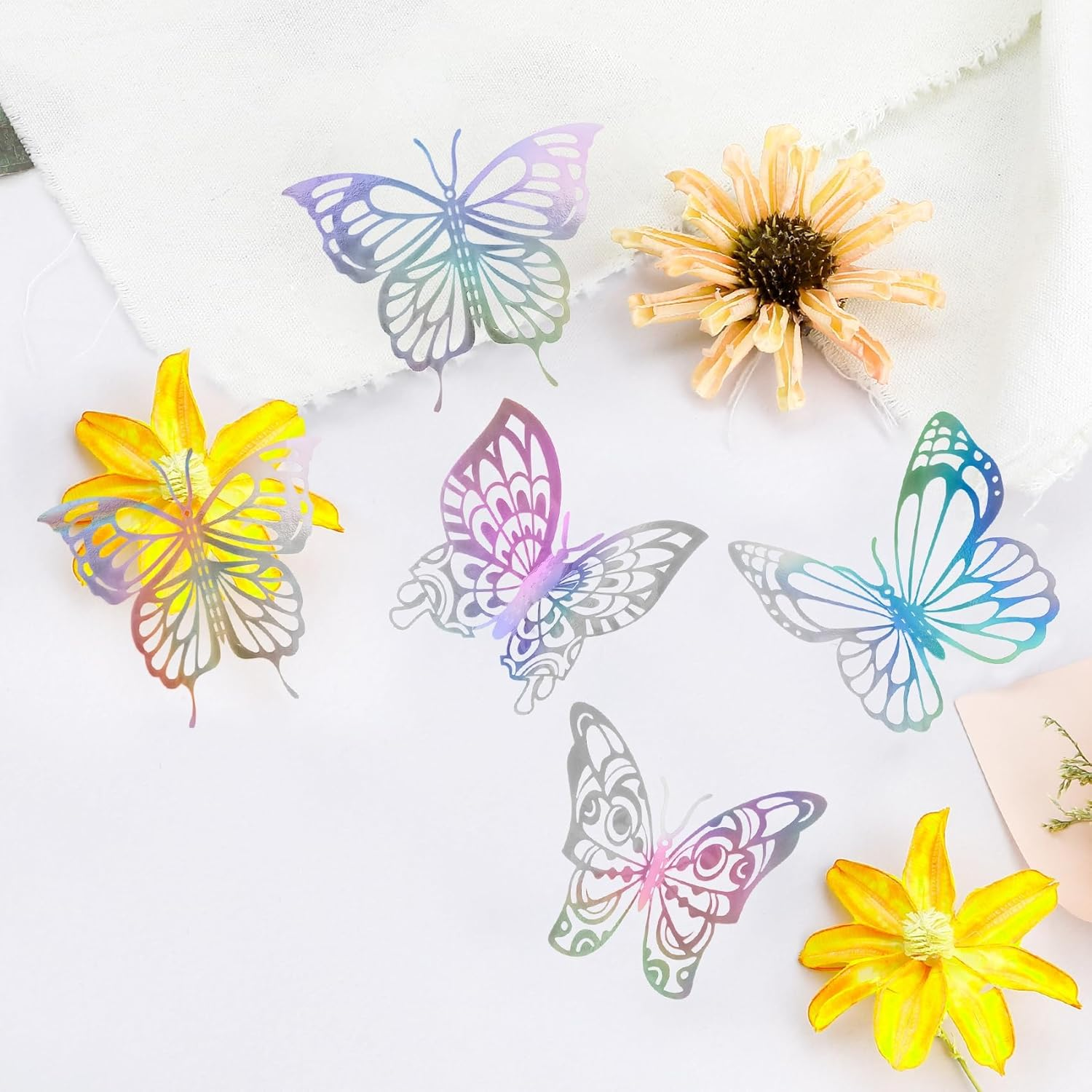 3D Butterfly Wall Decor,White Butterfly Decorations,3 Size Removable Butterflies with 72 Dot Glue for Nursery Wall,For Birthday Party Cake Decorations,Bedroom Living Study Bathroom Wedding Decors - Golden image number 4