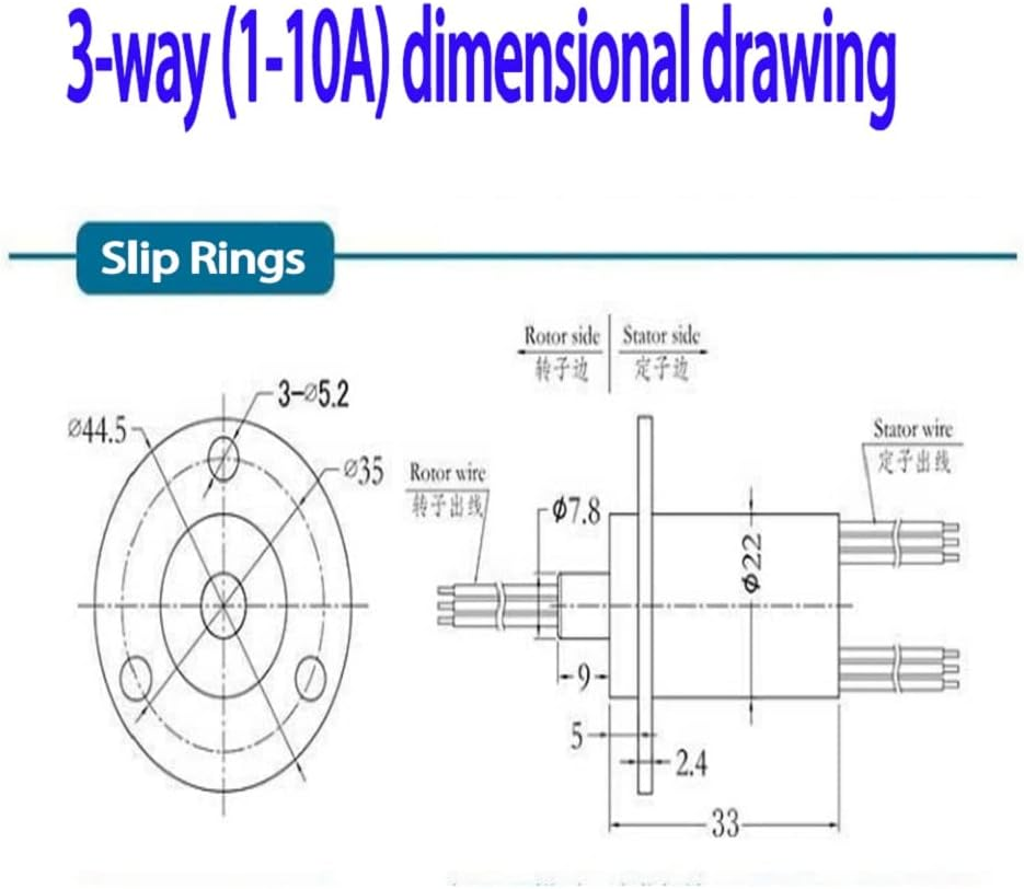 Slip Ring Electrical Slip Ring Motor Slip Ring Rotating Connector Slip Ring Electrical Connector Slip Ring Connector 3 Wires 10A Diameter 22Mm image number 2