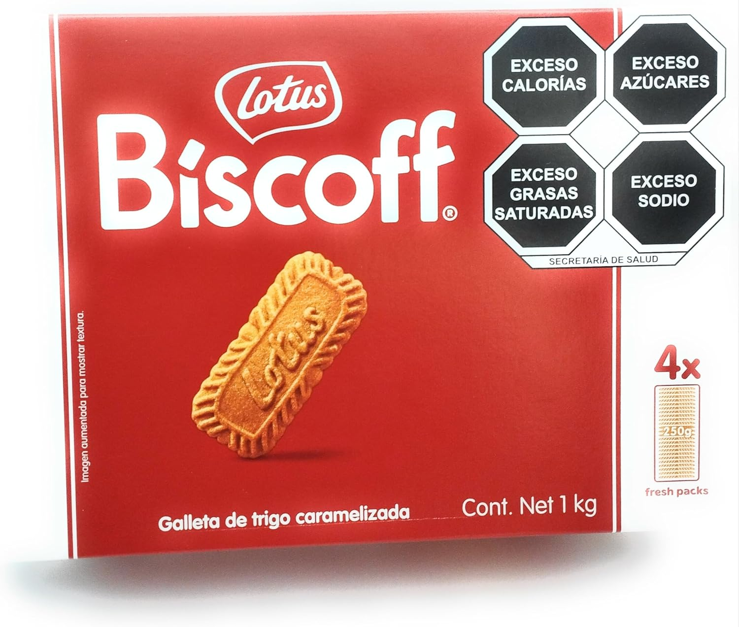 Lotus Biscoff - 1Kg Total, Caramelized Biscuit Snack, Individually Wrapped - 250G per Pack, Box of 4